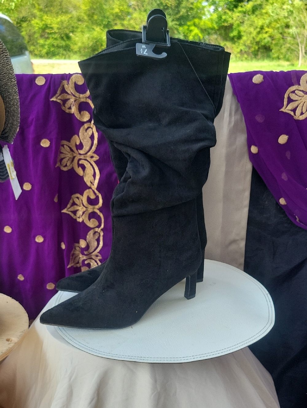 Time and Tru Black Slouchy Pointed-Toe Knee Boots